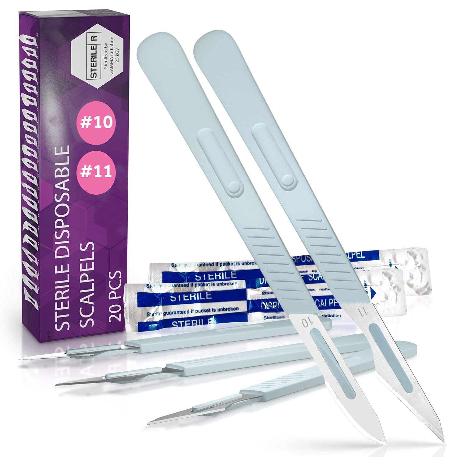 Disposable Scalpel 10, Pack of 20 Disposable Dermaplaning Blades with Plastic Handle and Disposable Scalpel 10 and 11, Pack of 20 Dermaplaning Blades - Image 3