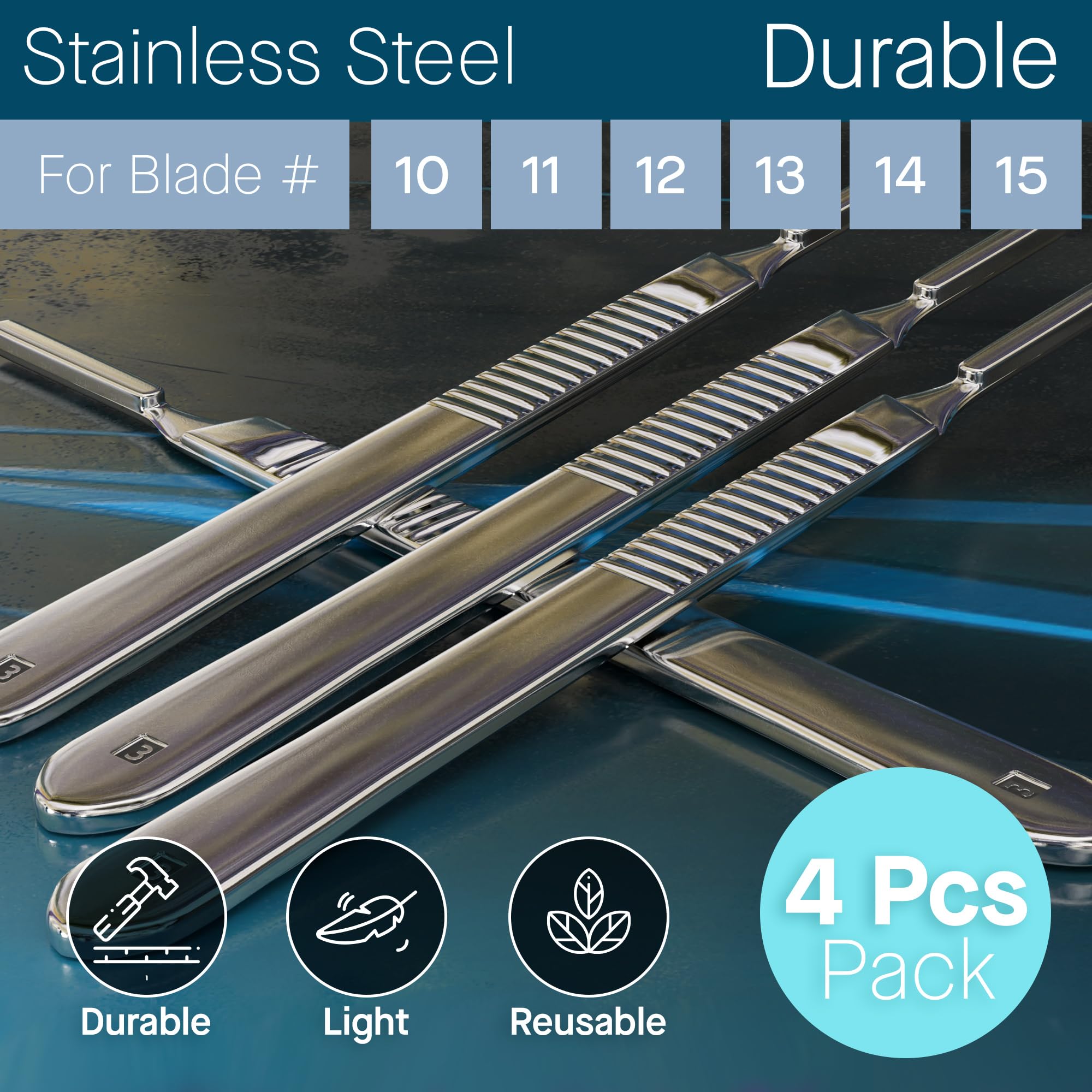 Pack of 4 Scalpel Handles + 10r Blades Dermaplaning Replacement Blades, Precision Scalpel Set - Image 5